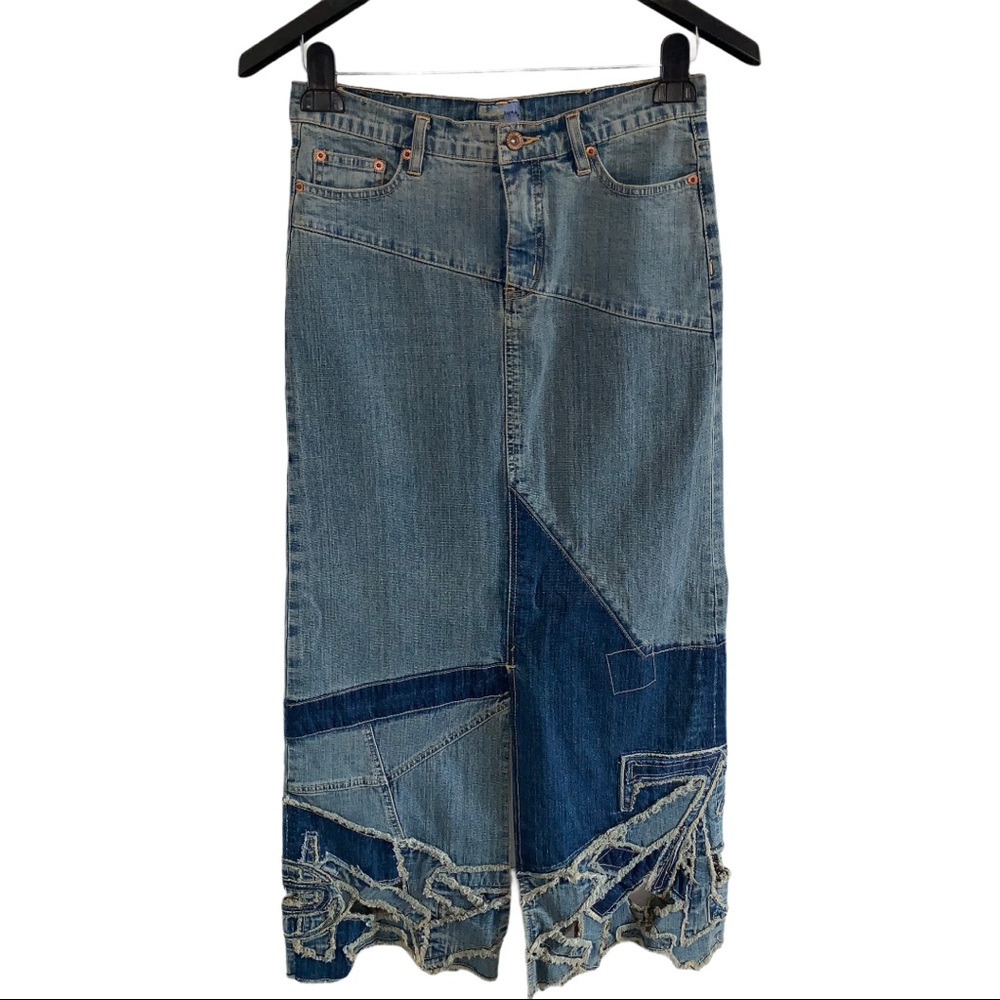 Pepe Jeans Boho Denim Patchwork Maxi Skirt M